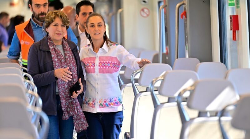Claudia Sheinbaum y Delfina Gómez recorren por primera vez el Tren Suburbano al AIFA, que conectará a más de 82 mil usuarios diarios