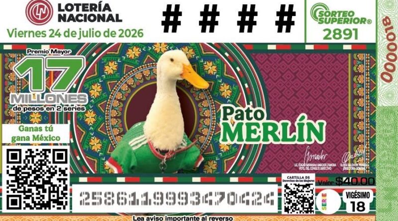 Pato Merlín, ícono viral de los festejos de la Copa del Mundo en México, ya tiene su billete conmemorativo de Lotería Nacional